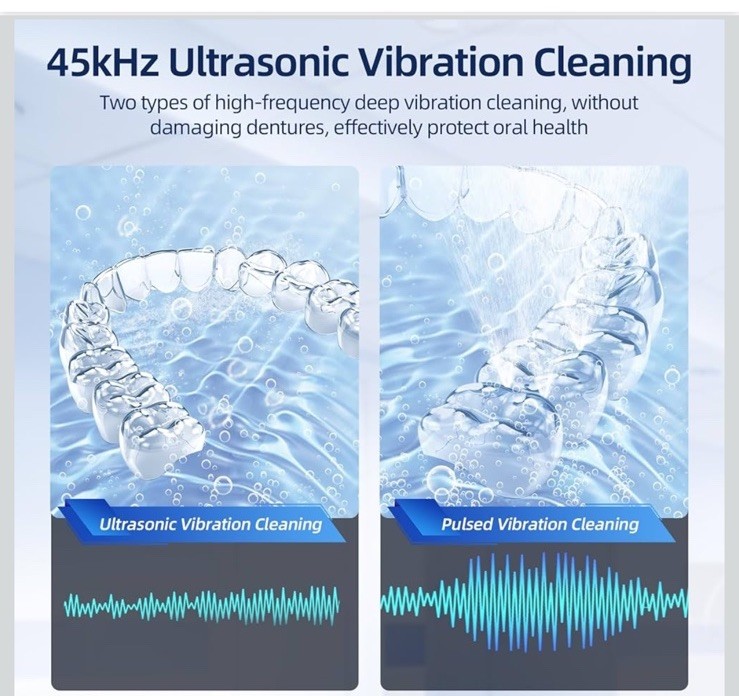 ECOBASIC ULTRASONIC RETAINER CLEANER MACHINE DENTURES MOUTH GUARDS - BLACK !!