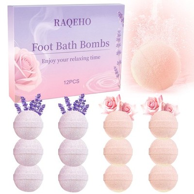 RAQEHO 12PCS Foot Bath Bombs - Rose Lavender Aromatherapy Soak... 