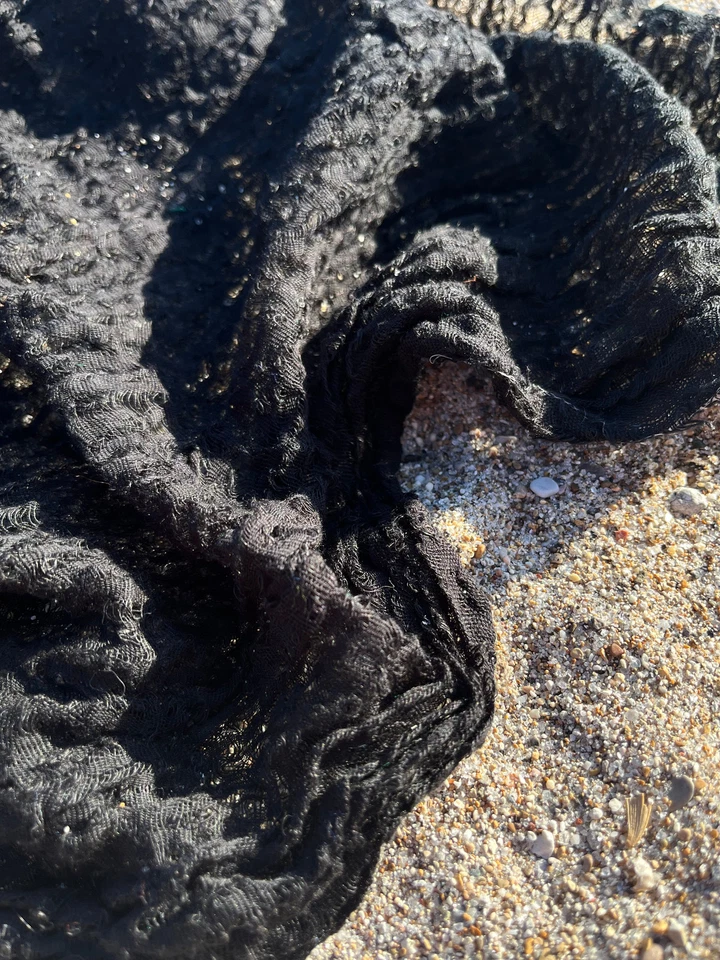 Black Linen Textured Fabric By 2 Meters, Sheer Sewing Fabric - Image 2 of 4