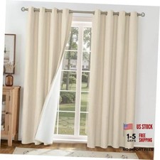 Linen Blackout Curtains 84 Inches Long, Room 52"W x 84"L Pack of 2 Natural