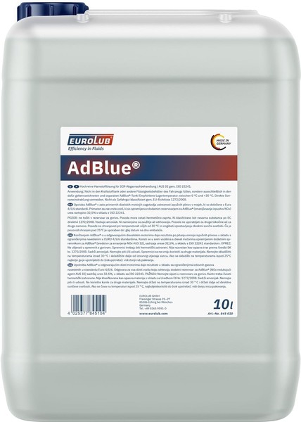 Eurolub Adblue® 10 Liter Ad Blue Mit AusgießEr HarnstofflöSung Scr Iso 22241-image