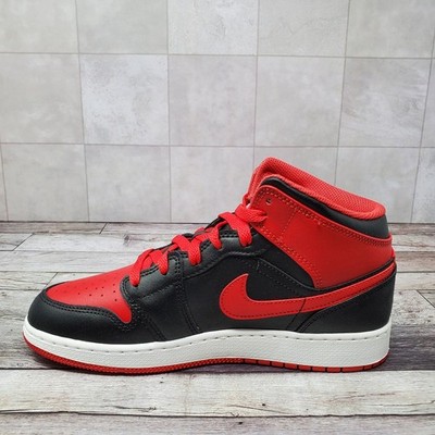 Nike Air Jordan 1 Mid GS Alternate Bred Black Fire Red Size 6.5Y