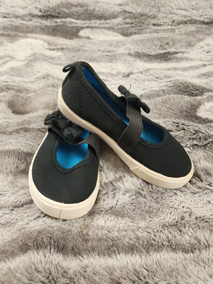Zapatillas deportivas descoloridas Glory para niñas pequeñas azules lisas con correa elástica talla 7 Foto 3 de 4