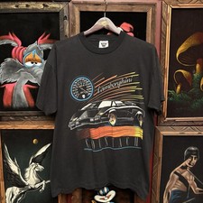 Vintage Lamborghini Countach 90s SSI Black Cotton Blend T-Shirt Men’s Size Large