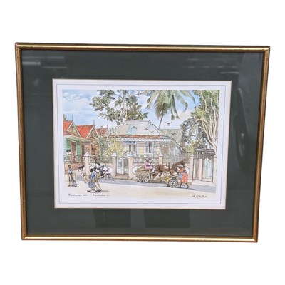 JILL WALKER ''Barbarees Hill, Barbados'' COLOR PRINT Framed
