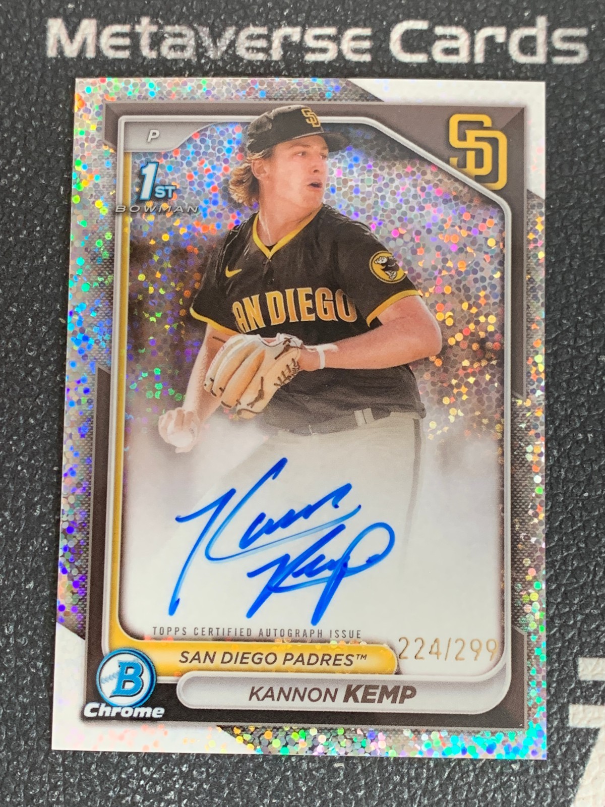 2024 Bowman Chrome 1st Prospect Autograph Speckle Kannon Kemp 224/299 Padres