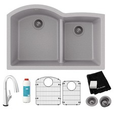 Elkay Quartz Classic 33" x 22" x 10" Offset 60/40 Double Bowl Undermount Sink
