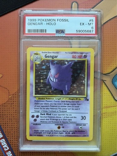 Pokémon Gengar 5/62 Fossil Holo Rare Unlimited PSA 6 Trading Card