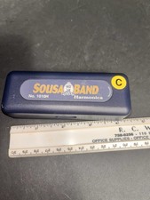 Sousa Band Diatonic Harmonica 1010H Key of C w/ Case Blue Plastic/Metal 4 1/4 in