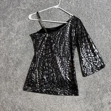 Venus One Shoulder Top Womens Medium Y2K Glam Sparkly Asymmetrical Rhinestones