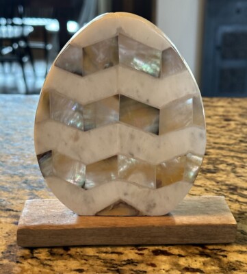 Luxehabitat Marble Easter Egg Bookend Statue Figurine Mantle Display