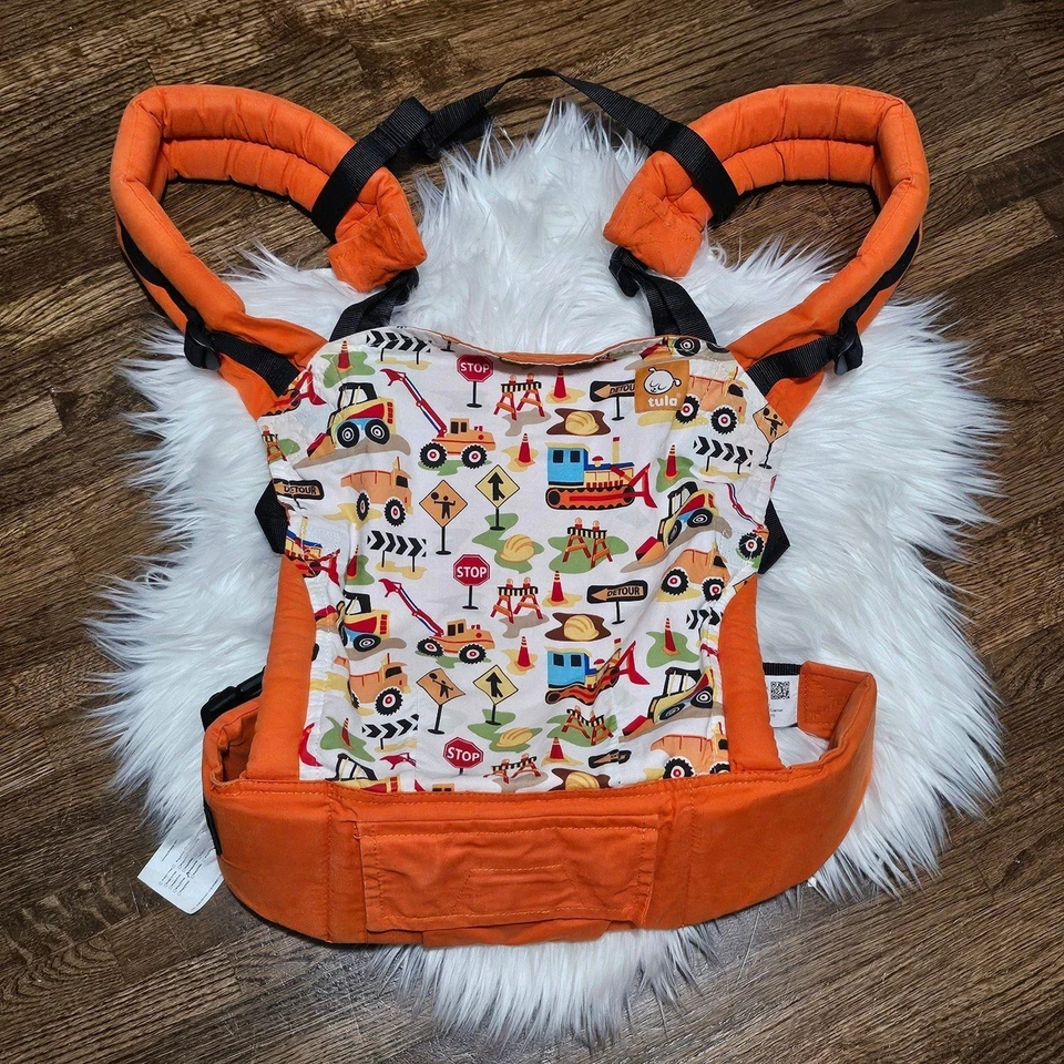 Portabebés Tula Exclusivo RARO Sitio de Construcción Vehículos Naranja Foto 2 de 4