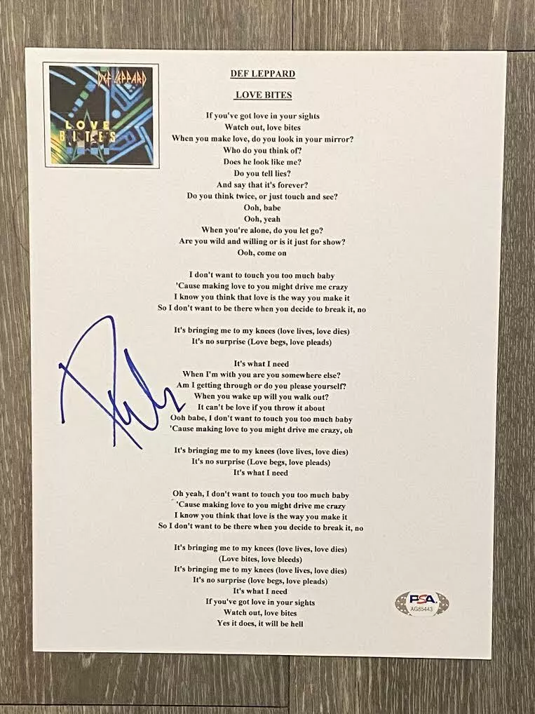 Crazy Autographed Lyric Sheets