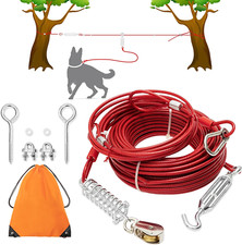 Dog Tie Out Cable - 100 ft Long Dog Cable with 10 ft Run Cable for Yard Training