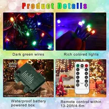 Outdoor String Lights Christmas Lights Battery Operated String Lights 50 Led USA