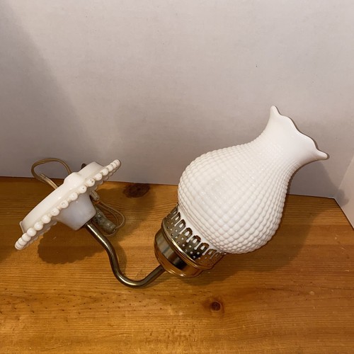 Vintage Hobnail Milk Glass Wall Sconce Light Fixture MCM - For Parts / Repair - Picture 2 of 5