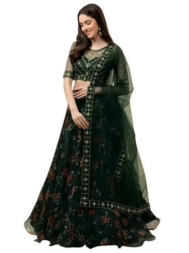 Women's Ethnic Wear Lehenga Choli With Dupatta Set Floral Printed Weddings Wear - Picture 9 of 23