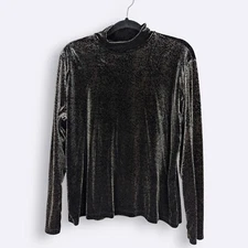 Christie & Jill Velvet Velour Mock Neck Top Size Large