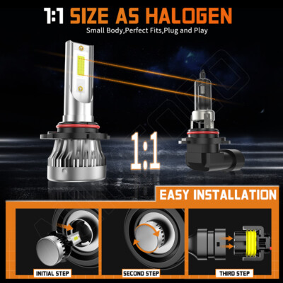 LED Headlight Bulb Combo For 2005-2007 Honda Accord 3.0L V6 - HB3 (9005) & HB4 (9006), 6000K White