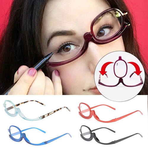 Women Makeup Eye Glasses +1.0 +4.0 Glasses Flip Magnifying Vanity Mirror Read US - Picture 12 of 20