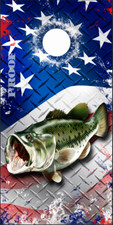 Bass Fish Splash American Flag Cornhole Wrap Bag Toss Skin Decal Sticker