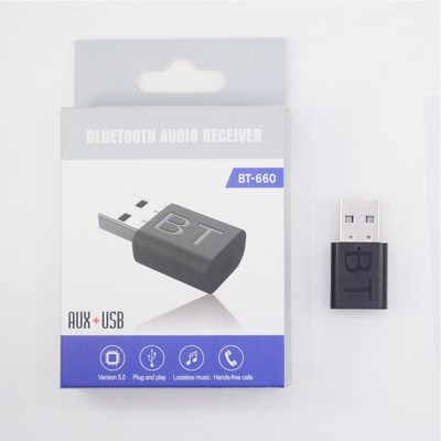 Bluetooth 5.0 Audio Receiver USB 3.5mm AUX Adapter Car PC`Speaker- TV O9K5