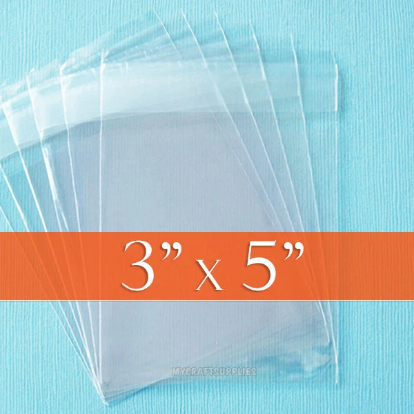 200 Clear Cello Bags, 3 x 5" Self Stick Bags - 3x5 inch BOPP Poly Packaging