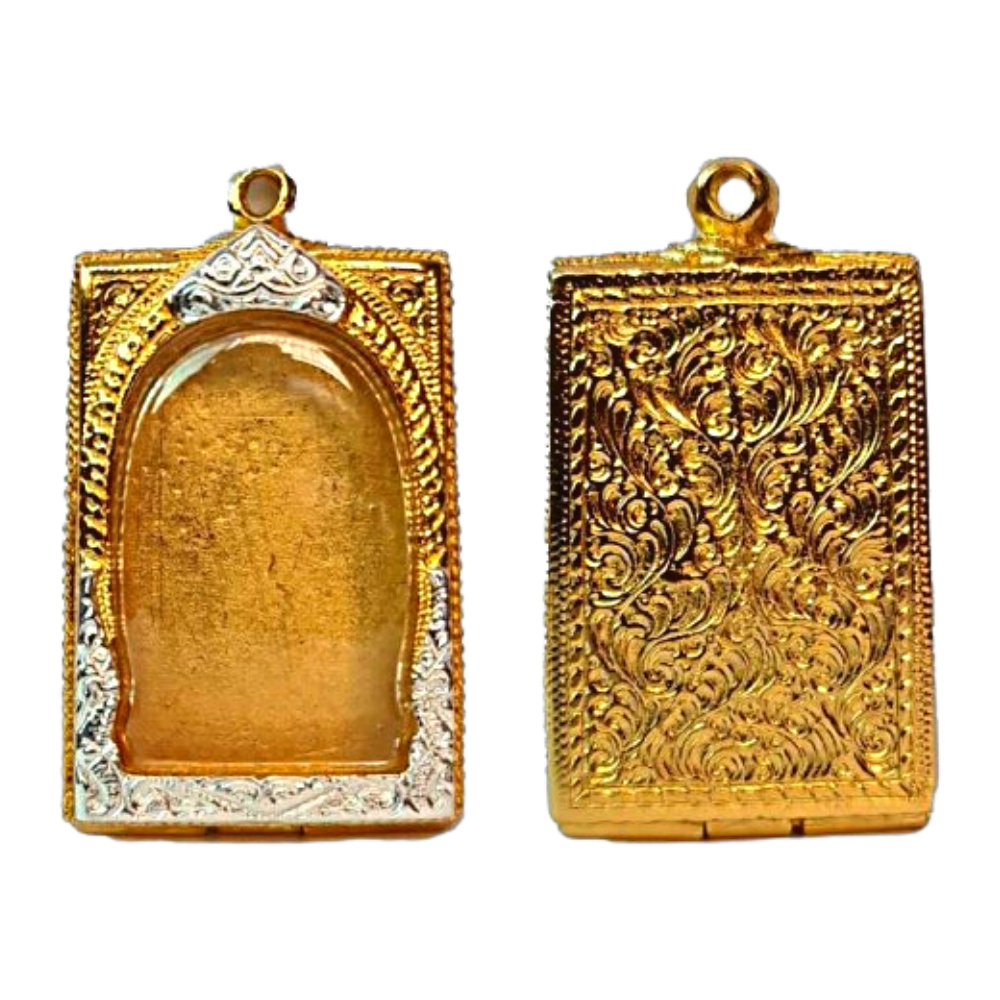 Amulet Case Brass Thai Talisman Phra Somdej Empty Frame Pendant