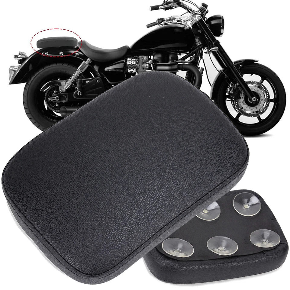 Rear Pillion Passenger Pad Seat 6 Suction Cups For Harley Bobber Chopper Custom - Image 2 of 4
