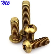 M6 - 1.0 Metric Solid Brass Phillips Pan Head Machine Screws Bolts DIN 7985A