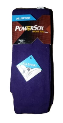 2 Pair Gold Toe PowerSox Allsport Athletic OTC Socks Purple Unisex Size S Small