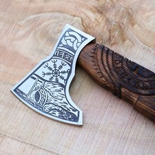 Handmade Forged Carbon Steel Ragnar Lothbrok Viking Ash Wood Shaft with Sheath