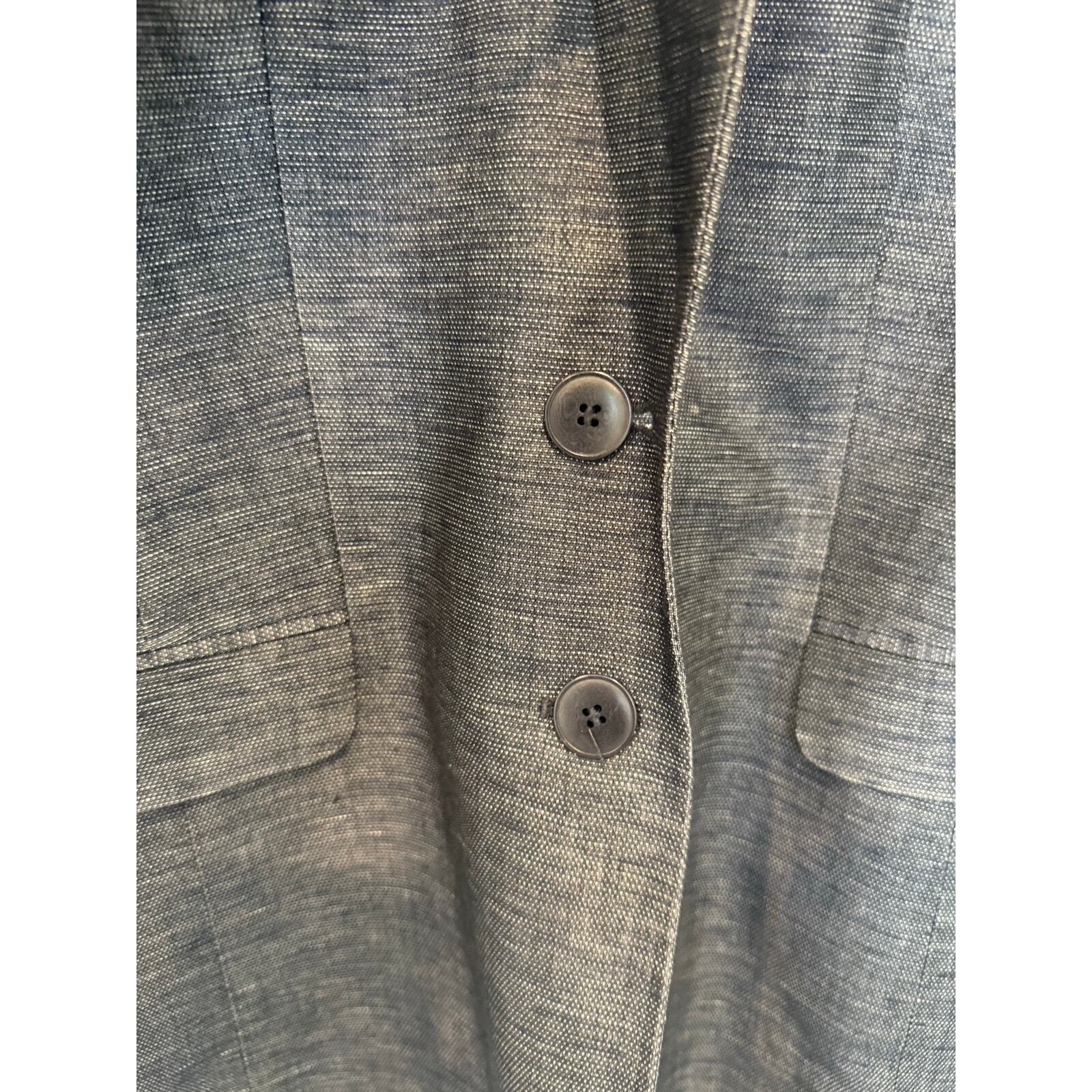 Halogen 2 Button Blazer Gray Pockets Medium Linen… - image 6