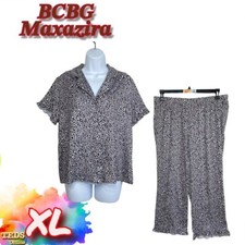 NWD Bcbg Maxazira Women's XL Grey Pop Animal Print Pajama Set