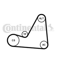 Continental Ctam 6PK1070K3 V-Ribbed Belt Set For CitroËN Peugeot