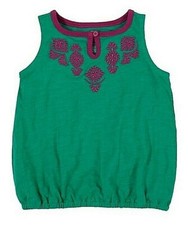 TEA COLLECTION Sabreen Embroidered Bubble Top - Viridian - NWT Girls 5
