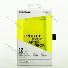 Tech21 Evo Check Silicone Case Cover For iPhone Xs Max Neon Lime Yellow / Clear