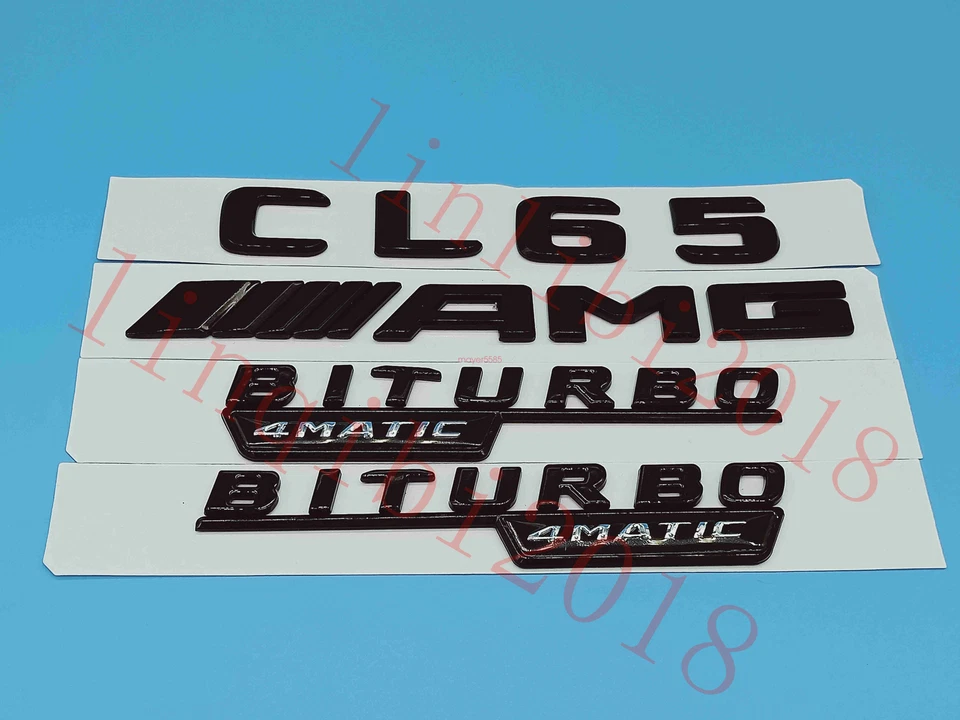 Pegatina insignia emblema negro brillante plano "CL65 AMG BITURBO" para Mercedes Benz CL65 Foto 2 de 4