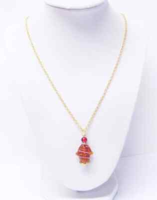 Red Lamp Work Glass Fish Charm Necklace