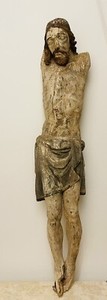 50” Antique  Folk Art 19 cca.1840, wooden statue Corpus Christi, Jesus Santos