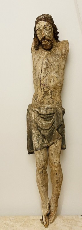 50” Antique  Folk Art 19 cca.1840, wooden statue Corpus Christi, Jesus Santos