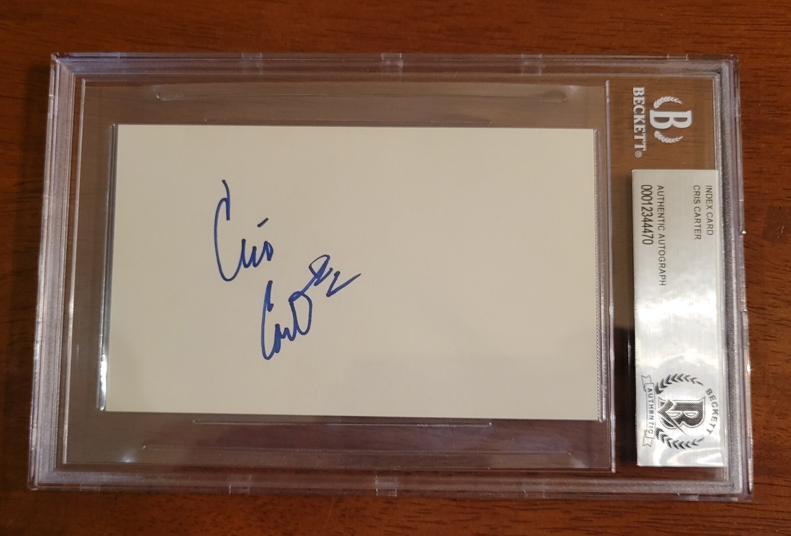 Cris Carter Autographed Signed Minnesota Vikings 3X5 INDEX CARD BECKETT ENCAP VINTAGE BUCKEY 