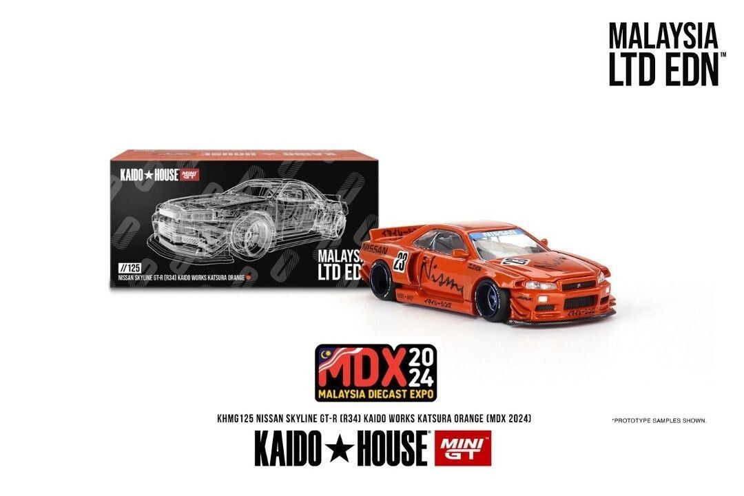 Mini GT x Kaido House MDX 2024 #125 Nissan Skyline GT-R (R34 