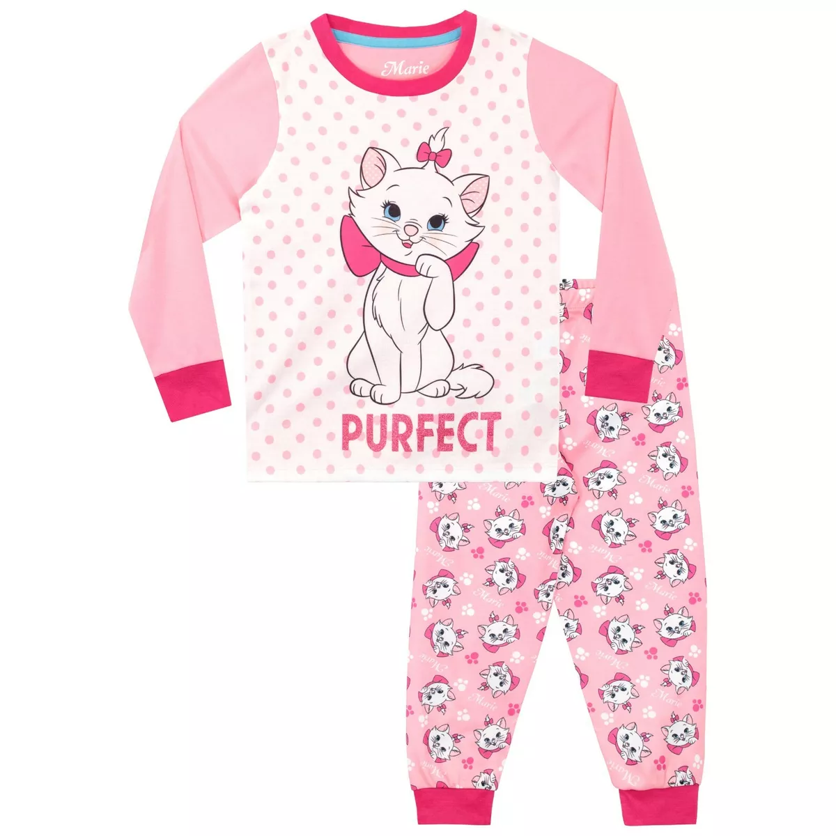 Marie Disney Aristocats Pyjama Set Kids Girls 2 3 4 5 6 7 8 9 10 Years  Nightwear