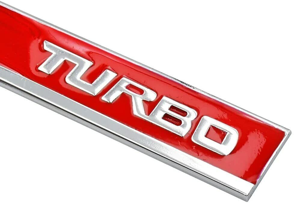 Coppia stemma bagagliaio posteriore parafango laterale auto turbo premium metallo lama decalcomania/rosso foto 3