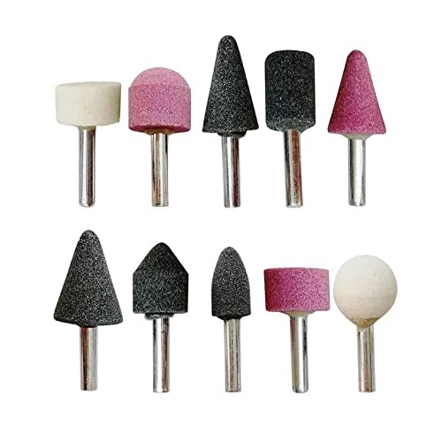 10 Pcs Rotary Grinding Stones Set 1 4 Inch Shank Abrasive Stones