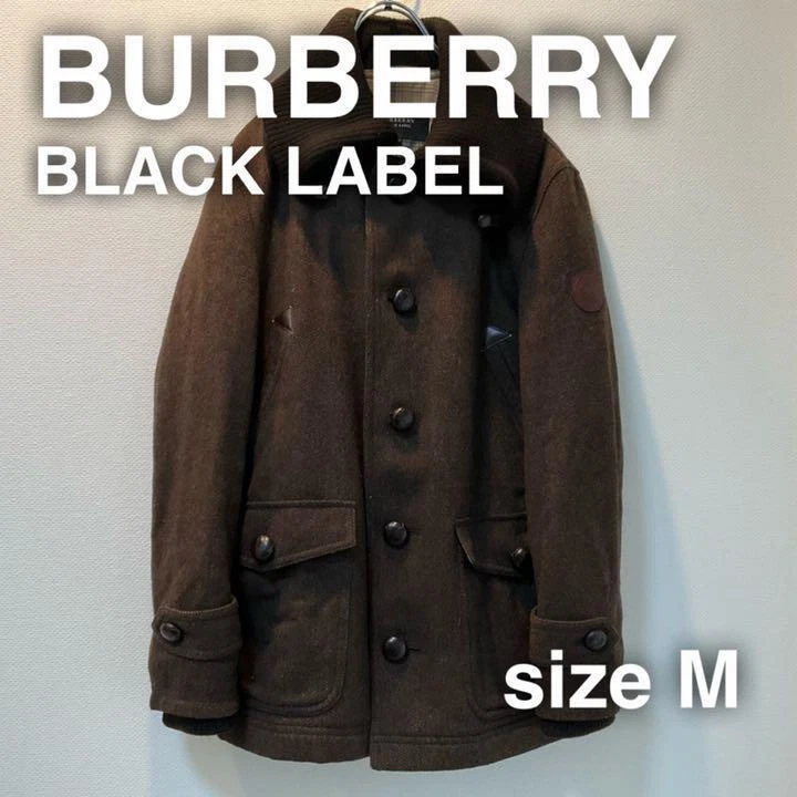 Cappotto uomo BURBERRY BLACK LABEL imbottito lana tweed taglia M marrone bottoni coperti