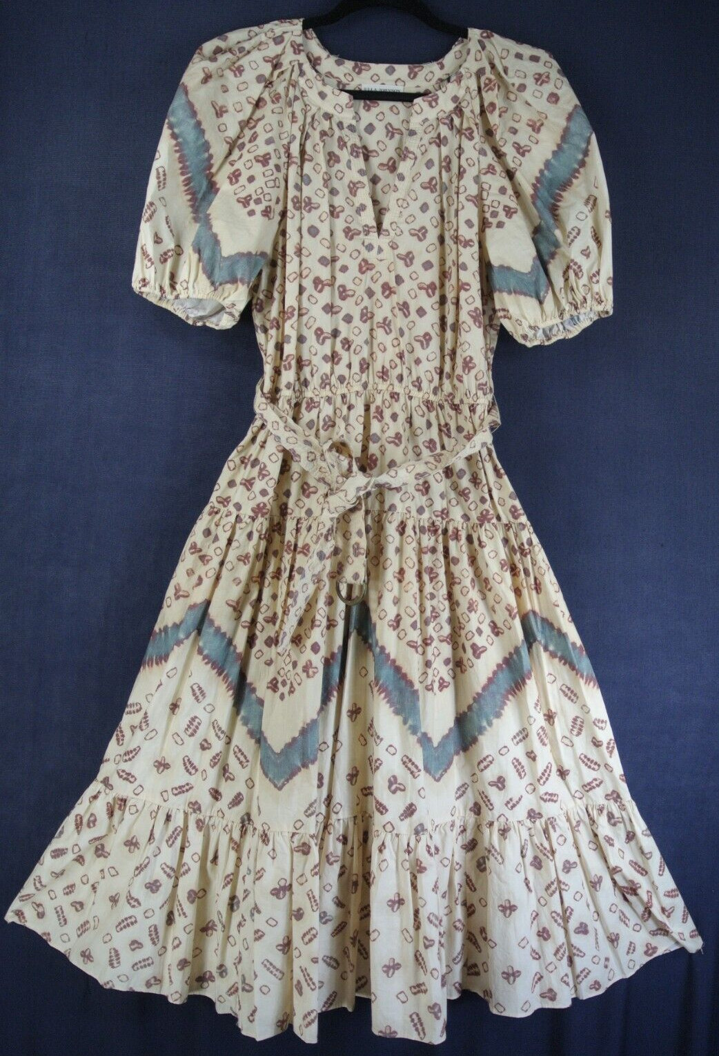 NEW Ulla Johnson Josefina Ruched Midi Dress in multi Size 8 #DD369