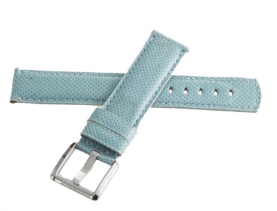 LOCMAN 20 mm x 20 mm Turquoise Leather Silver Buckle Band