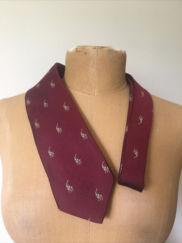 Polo Ralph Lauren Saks Fifth Avenue Pony Logo Wine Colored Silk Tie - Picture 2 of 9